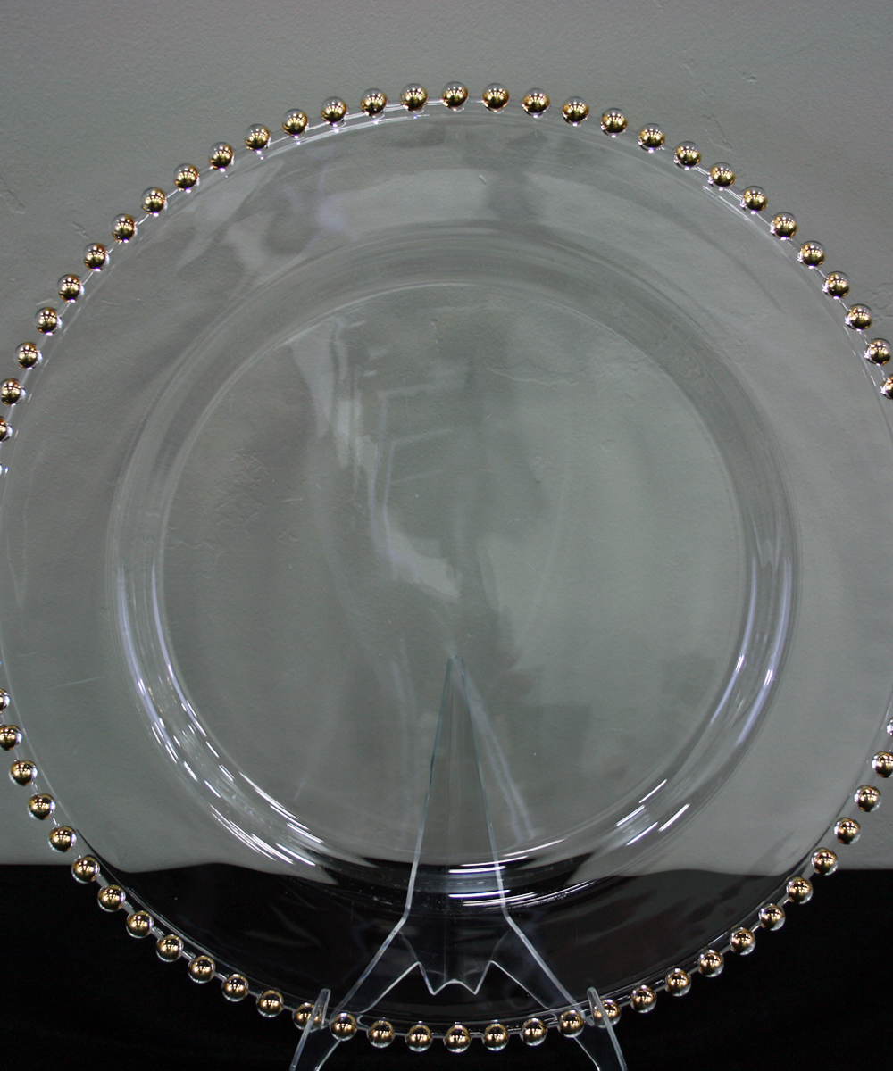 Gold Beaded Glass Charger